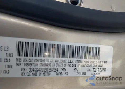 2009 Dodge Journey Se из США, поврежденный, VIN 3D4GG47B39T557254